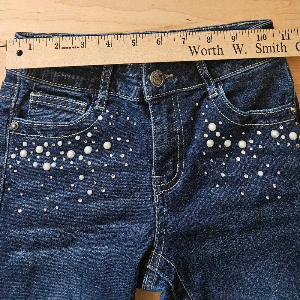 Girls 1st Kiss 💋Blue Jeans with Pearl Embellishments - Picture 4 of 8